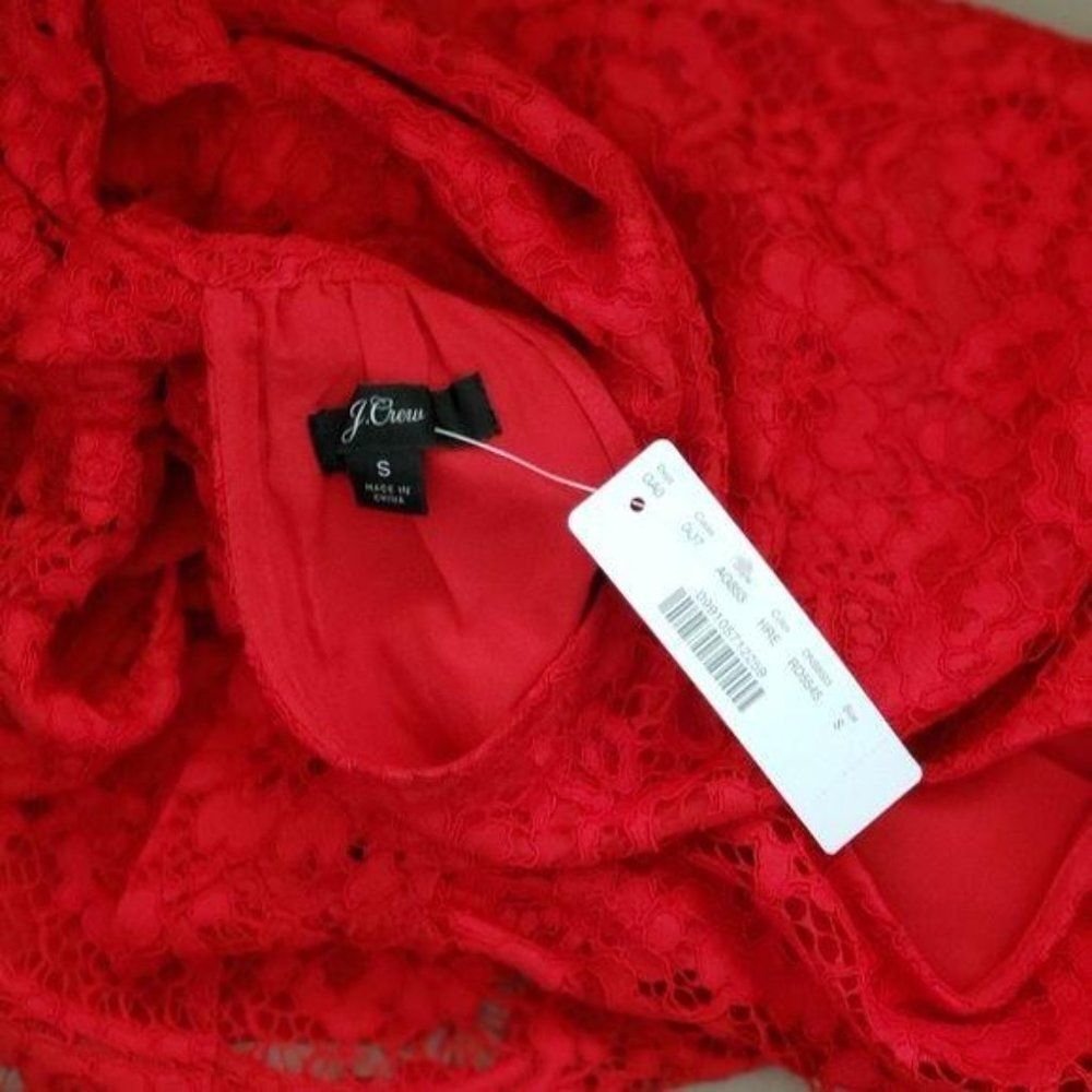 NWT J.CREW Tie Neck Lace Sleeveless Top Red - Picture 7 of 12